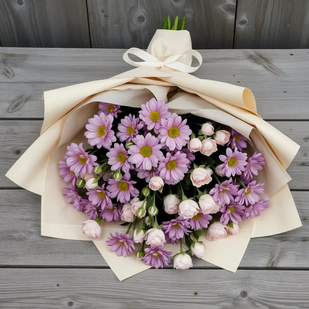 Букет цветов из: Розы и Хризантемы в Шахтёрске