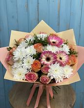 Букет цветов из:  Розы, Герберы и Хризантемы #REPLACE_PRED# Шахтёрске