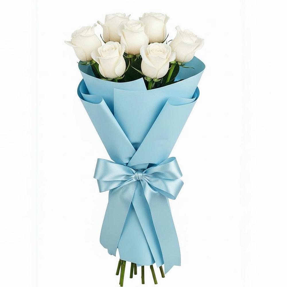 Букет 7 белых роз Проуд в Шахтёрске