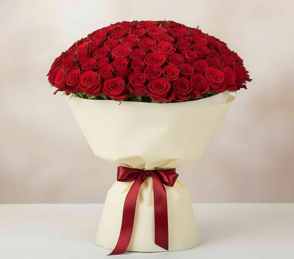 Букет 101 Красная роза Милано в Шахтёрске