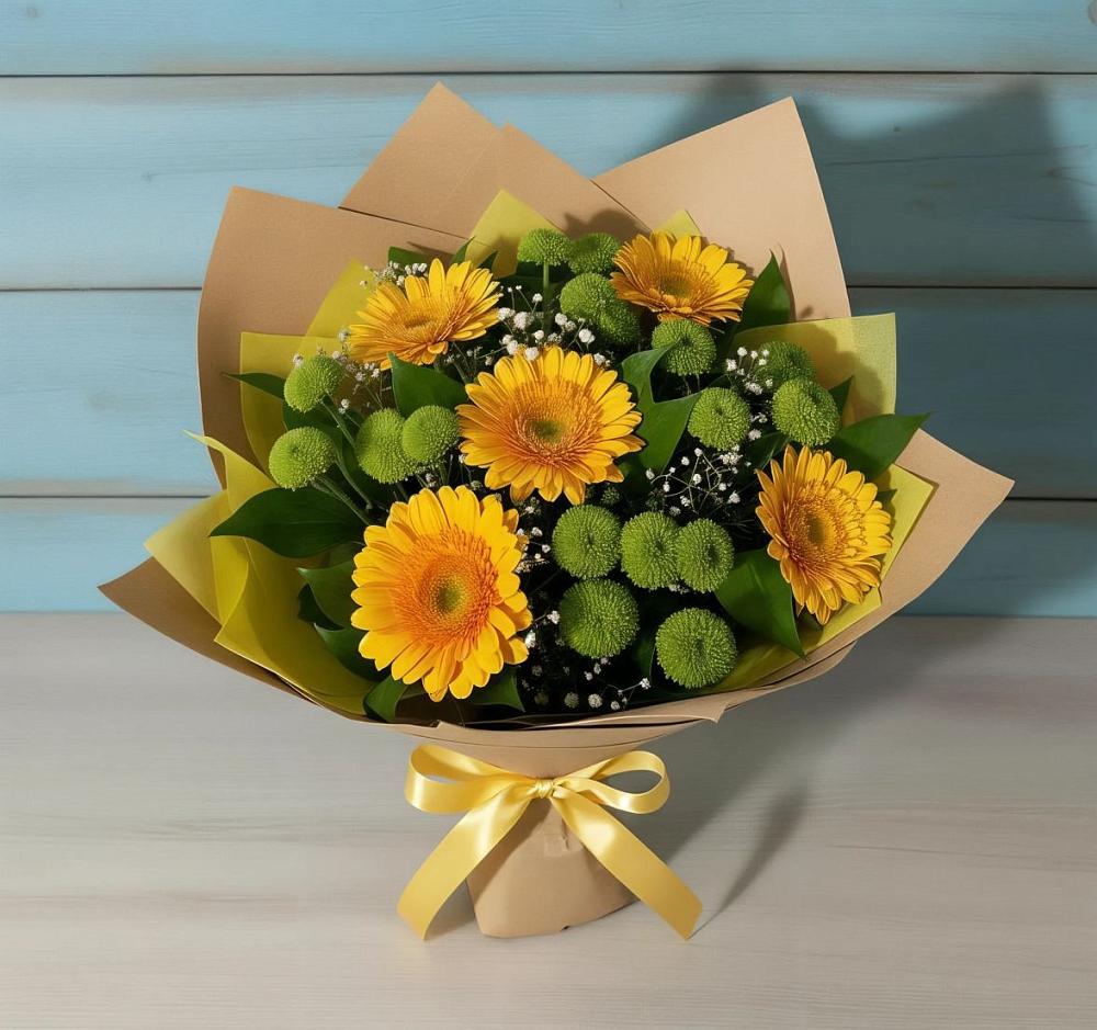 Букет цветов из: Герберы и Хризантемы в Шахтёрске