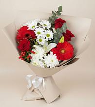 Букет цветов из:  Розы, Хризантемы, Герберы и Лилии #REPLACE_PRED# Шахтёрске